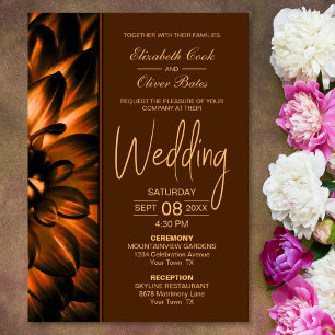 Moody Copper Floral Wedding Invitation