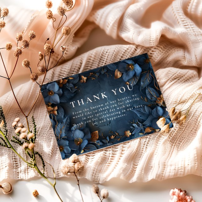 Moody Copper Floral Wedding Thank You Card (Creator Uploaded)