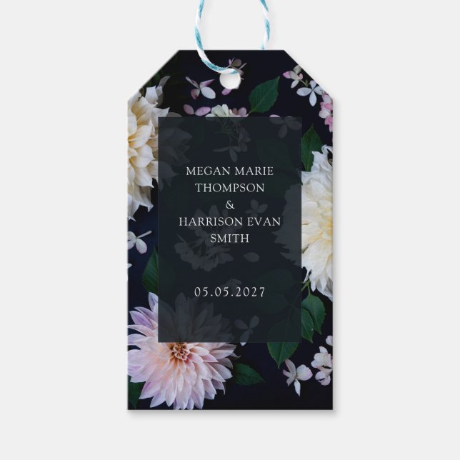 Moody Dahlia Floral Gift Tags (Front)
