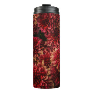 Moody Dahlia Flowers Dark Texture Thermal Tumbler
