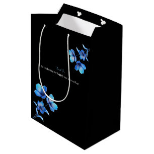 Moody Dark Blue Floral Elopement Favour Box Medium Gift Bag