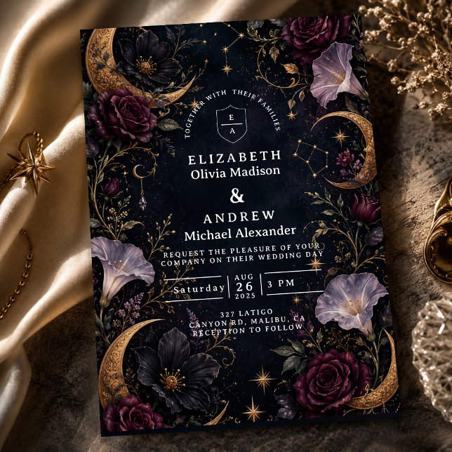 Moody Dark Celestial Wedding Invitation (Creator Uploaded)