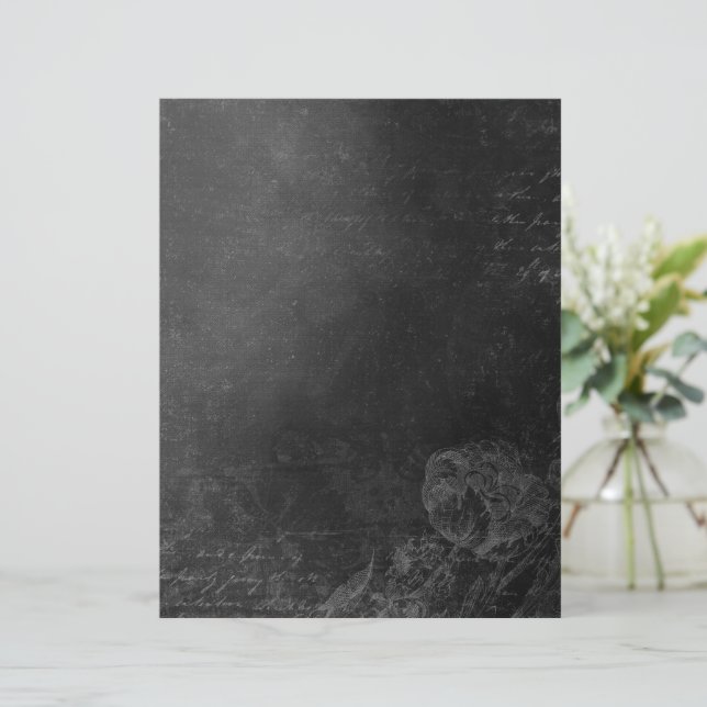 Moody Dark Chalkboard Vintage Script Paper (Standing Front)