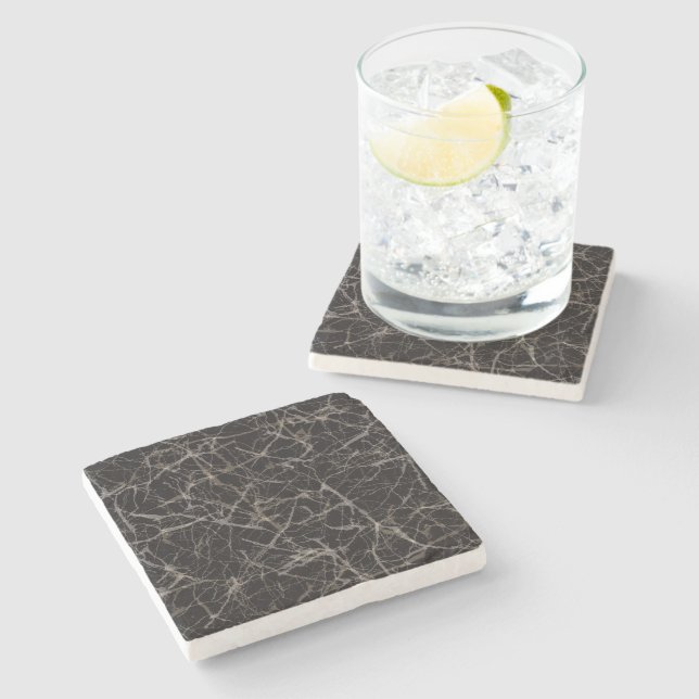 Moody Dark Elegant Black Marble Stone Texture  Coaster (Side)