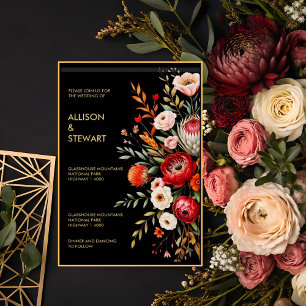 Moody Dark Floral Botanical Elegance Wedding Invitation