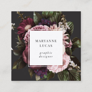 Moody Dark Floral Elegant Business Card