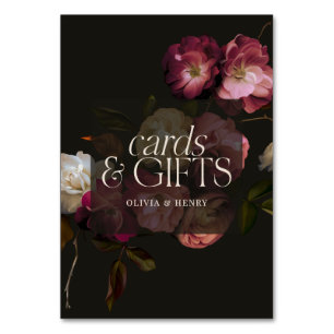 Moody Dark Floral Elegant Wedding Cards & Gifts