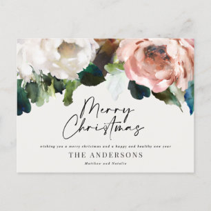 Moody dark floral modern elegant Christmas Holiday Postcard