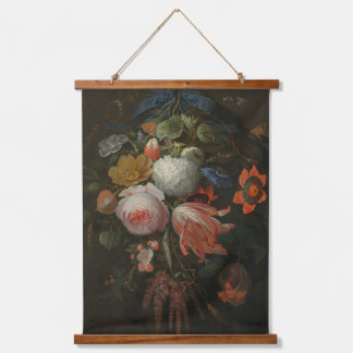 Moody Dark Floral Vintage Art Hanging Tapestry