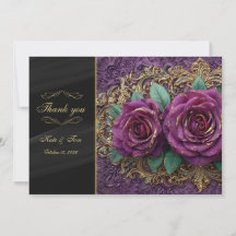 Moody Dark Floral Violet Pink Roses Gold Wedding