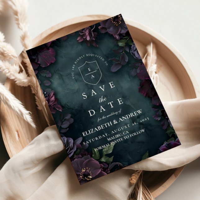 Moody Dark Floral Wedding Save The Date (Creator Uploaded)