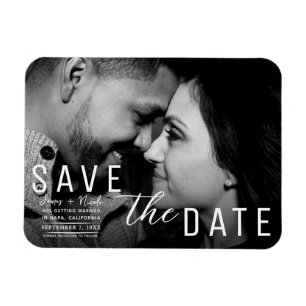 Moody Dark Overlay Photo Save the Date Wedding Magnet
