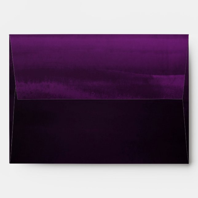Moody Dark Purple Plum Modern Watercolor Chic Envelope (Back (Top Flap))