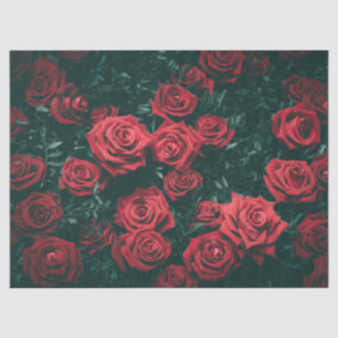 Moody Dark Red Roses Floral Pattern Background Tissue Paper