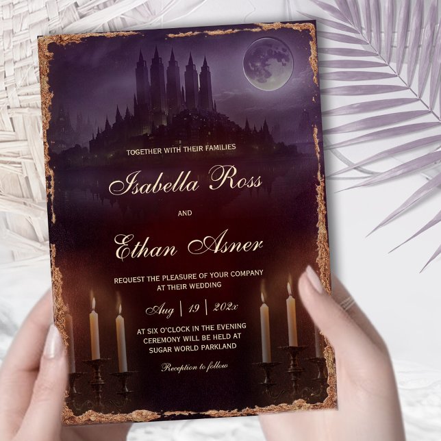 Moody Dark Romance Wedding  Burgundy Velvet Invitation (Creator Uploaded)