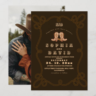 Moody Dark Rustic Western Wedding  Invitation