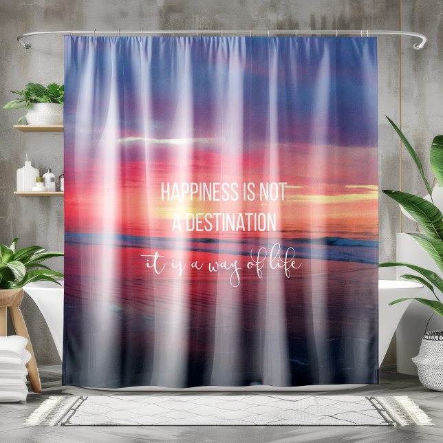 Moody Dark Sunset Ocean View Quote Shower Curtain (Creator Uploaded)