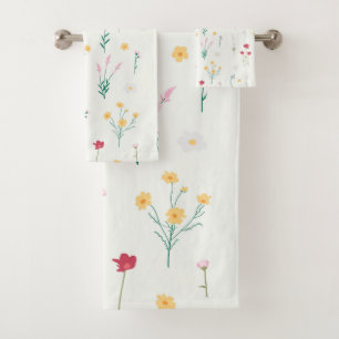 Moody Dark Victorian Botanical Floral Pattern Bath Towel Set