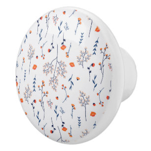 Moody Dark Victorian Botanical Floral Pattern Ceramic Knob