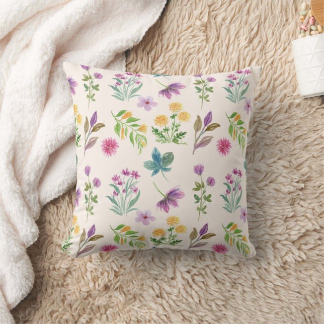 Moody Dark Victorian Botanical Floral Pattern Cushion (Blanket)
