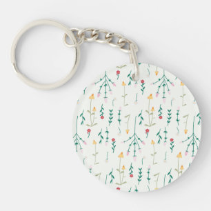 Moody Dark Victorian Botanical Floral Pattern Key Ring