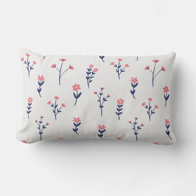 Moody Dark Victorian Botanical Floral Pattern Lumbar Cushion (Front)