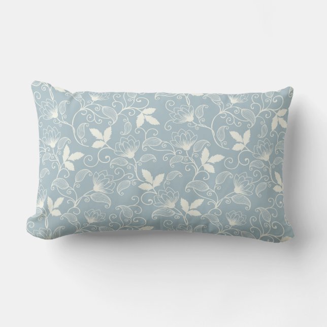 Moody Dark Victorian Botanical Floral Pattern Lumbar Cushion (Front)