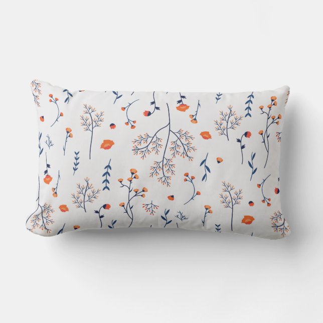 Moody Dark Victorian Botanical Floral Pattern Lumbar Cushion (Front)