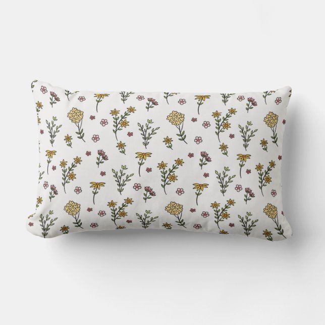 Moody Dark Victorian Botanical Floral Pattern Lumbar Cushion (Front)