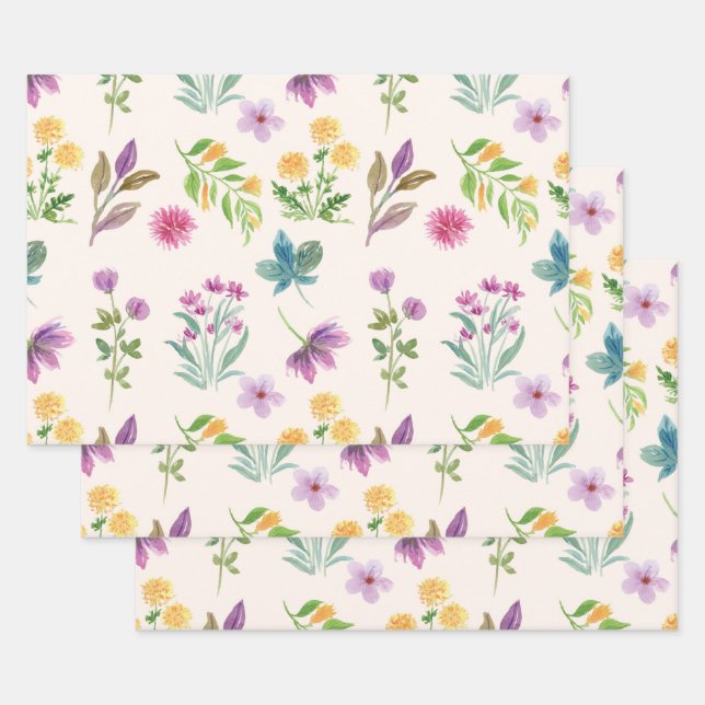 Moody Dark Victorian Botanical Floral Pattern Wrapping Paper Sheet (Set)