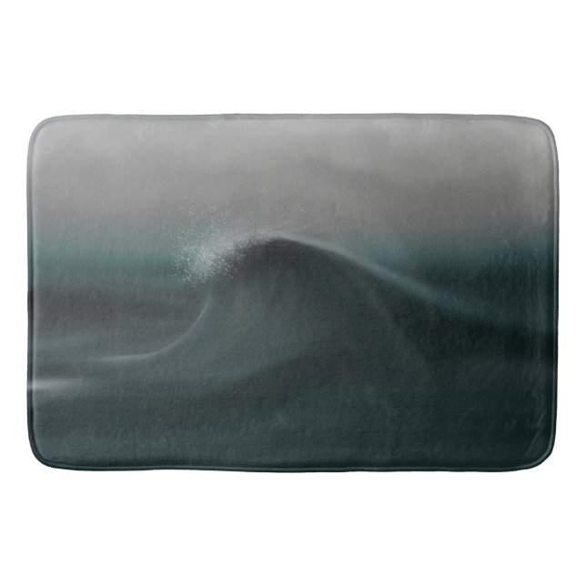 Moody deep green wave in storm bath mat (Front)