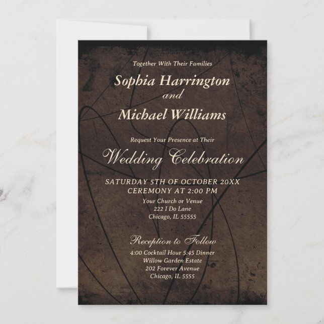 Moody Elegance Wedding Invitation Template Digital (Front)