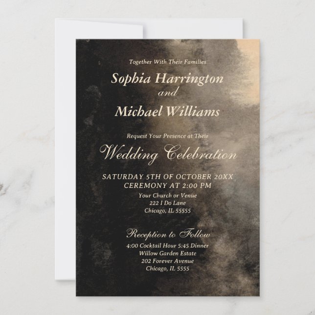 Moody Elegance Wedding Invitation Template Digital (Front)