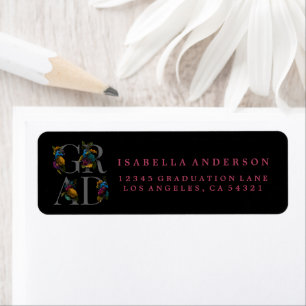 MOODY ELEGANT FLORAL GRAD RETURN ADDRESS LABELS