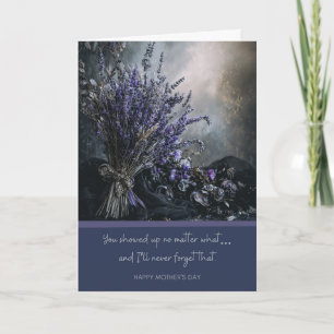 Moody, Elegant Mother's Day Lavendr Dark Floral  Card