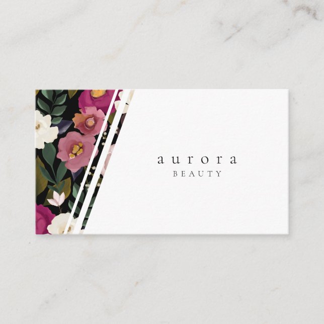Moody & Elegant Watercolor Floral Arrangement Business Card (Front)