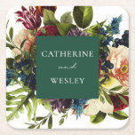 Moody Emerald green Winter Floral Wedding Square Paper Coaster<br><div class="desc">We are introducing our Moody Emerald Green Winter Floral Wedding Stationery Collection — featuring elegant, moody emerald wedding stationery, wintergreen floral invites, and striking emerald green wedding invitations. Perfect for a romantic winter celebration, this collection offers a beautiful moody floral wedding suite and winter floral wedding invites to set the...</div>