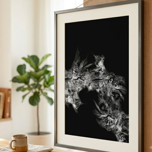 Moody ethereal smoke abstract art poster (Moody ethereal smoke wall poster for a friend decorating their modern, edgy apartment.)