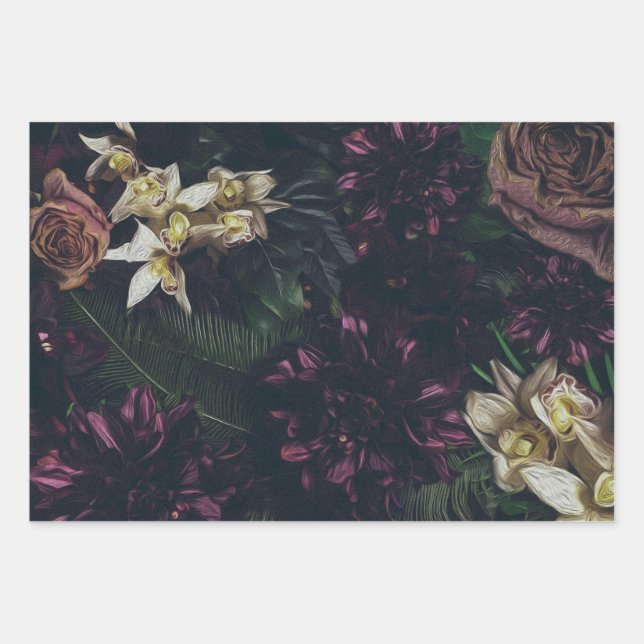 Moody exotic floral wrapping paper (Front 3)
