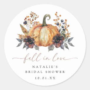 Moody Fall Floral Bridal Shower Classic Round Sticker