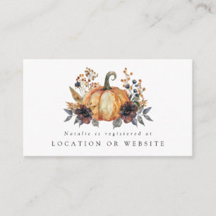 Moody Fall Floral Bridal Shower Registry Enclosure Card