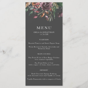 Moody Fall Floral Burst Wedding Menu