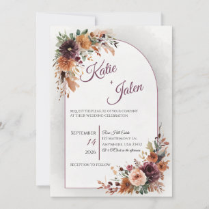 Moody Fall Floral Wedding Invitation