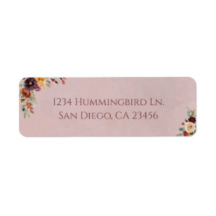 Moody Fall Floral Wedding Return Address Label