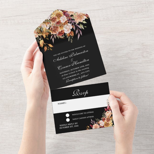 Moody Fall Wedding  All In One Invitation (Tearaway)