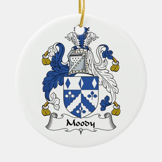 Moody Family Crest Ceramic Tree Decoration (Front)