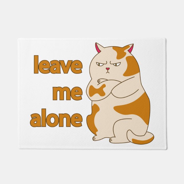 Moody fat cat leave me alone  doormat (Front)