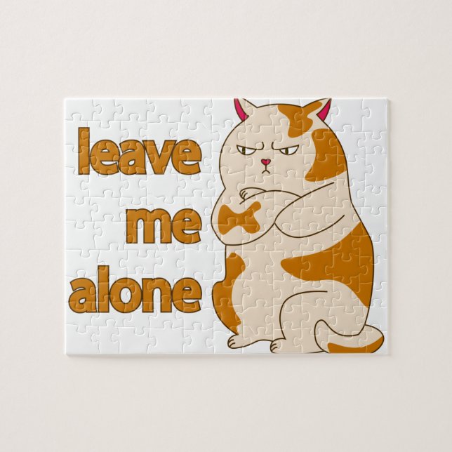 Moody fat cat leave me alone   jigsaw puzzle (Horizontal)