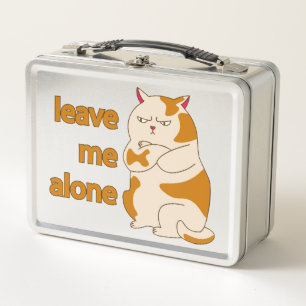 Moody fat cat leave me alone metal lunch box
