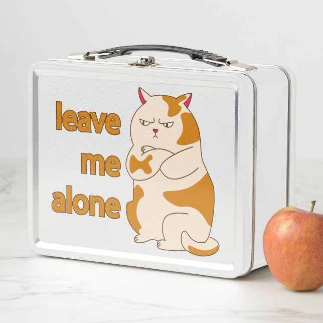 Moody fat cat leave me alone metal lunch box (In Situ)